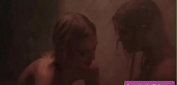  Sexy teen lesbians Chloe Cherry, Serene Siren fingering and eating juicy pussy in the shower